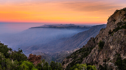 Wall Mural - Discover the beauty of Saudi Arabia. Extraordinary landscape of the Asir Mountains, Sarawat mountain range in Billasmar area.