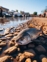 Canvas Print - fish on the beach