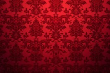 Red Wallpaper With Damask Pattern, Generative AI