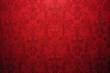 Red Wallpaper With Damask Pattern, Generative AI