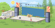 Empty musical stage prepared for open air party vector illustration