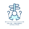2D pixel perfect editable blue indecisiveness icon, isolated monochromatic vector, thin line illustration representing psychology.