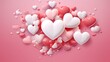 © masyastadnikova - abstract composition with volumetric hearts in pink colors, modern, in vector style, multilayer, banner. creative design for Valentine's Day or Wedding. High quality photo