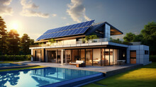 Luxury House Covered With Solar Panels