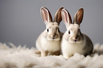 Wall Mural - a high quality stock photograph of a couple bunnies isolated on a white background