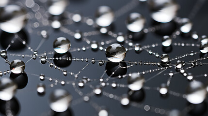 Wall Mural - drops of dew on a leaf, water drops on black background 