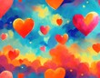 Patrón artístico de corazones de San Valentín, pintura al óleo, para tarjetas, postales, láminas y cuadros