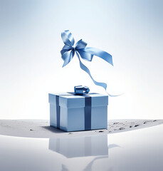 blue gift box with ribbon.