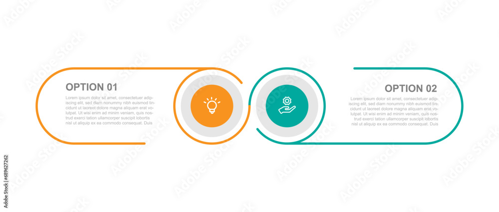 2 step process infographic template vector element for business ...