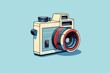 Aufkleber - A minimalistic pixel art rendition of a retro camera, fusing classic design with clean and contemporary lines.