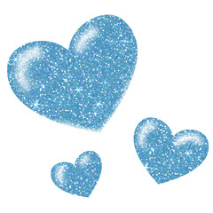 Wall Mural - Blue Glitter heart on transparent background. Design for decorating,background, wallpaper, illustration