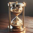 Realistic hourglass with gold coins representing the concept of time and money with a luxurious feel