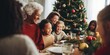 Happy grandma and diverse family in a christmas dinner in a modern home