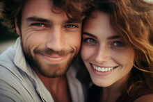 AI Generated Picture Of Cute Nice Cheerful People Couple Hugging And Enjoying Time Together