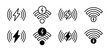 © Vilogsign - Wireless charging thin line icons. Charge electrical energy wireless icon symbol. Vector illustration