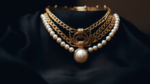 Trendy Jewelry With Chains Pearl Necklace And Pendan