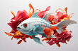 Contemporary fish branding illustrated paper, white background