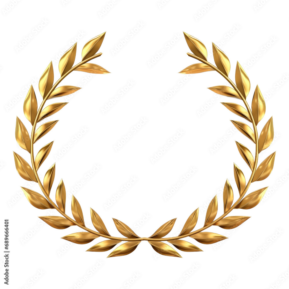 Gold laurel wreath isolated on transparent background Stock ...