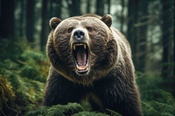 Wall Mural - a grizzly bear, highlighting its role as a captivating mammal in the diverse fauna of the outdoors.