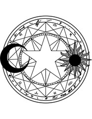 magic circle sacred geometry Dream catchers and mysterious symbols Alchemical and spiritual symbols, stars, moon and sun.