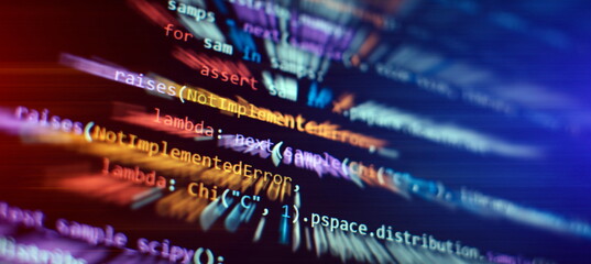 Innovative startup project. Website programming code . Abstract IT technology background.