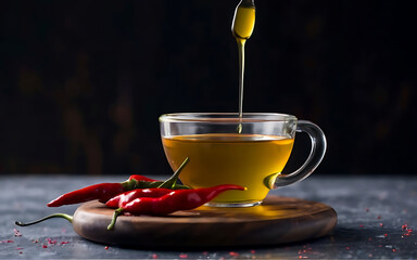 Wall Mural - Capture the essence of Hot Chili Oil in a mouthwatering food photography shot Generative AI
