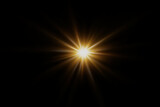 Fototapeta Zachód słońca - Light effect star flashed. Glare of light and flash. On a black background.