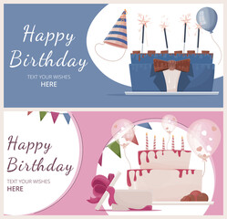 Canvas Print - Happy birthday, greeting card set