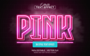 Poster - Pink line neon light text effect editable