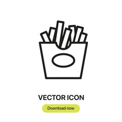 Poster - French Fries icon vector. Linear-style sign for mobile concept and web design. French Fries symbol illustration. Pixel vector graphics - Vector.	
