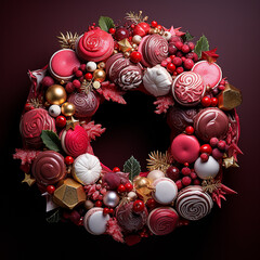 Poster - decorative, christmas, wreath, winter, holiday, red