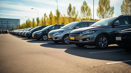 Wall Mural - Cars in a row. Used car sales.