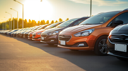 Wall Mural - Cars in a row. Used car sales.