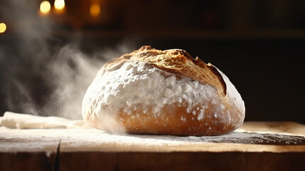 A freshly baked bread at home