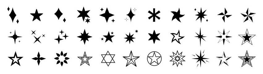 Star icon set modern black simple star collection on white background vector illustration