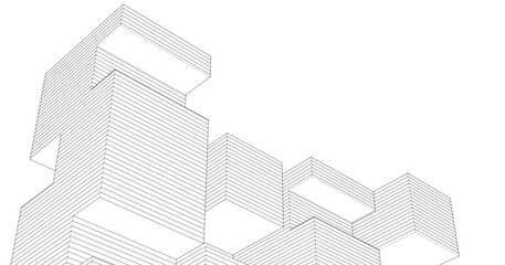 abstract modular architecture 3d illustration