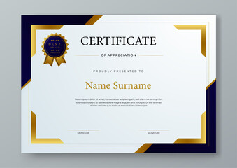 Wall Mural - White black and gold certificate design with luxury and modern certificate award design template pattern