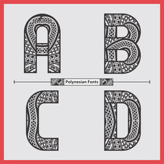 Poster - Alphabet polynesian style in a set ABCD