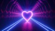 Heart shaped tunnel glowing beautiful neon waves