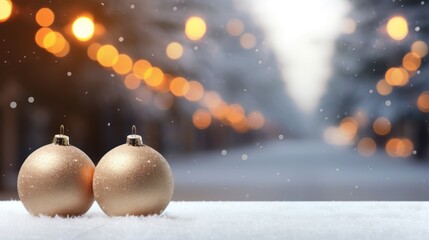 Poster - Christmas decorations on bokeh background. New Year concept. Copy space. with a blurred background