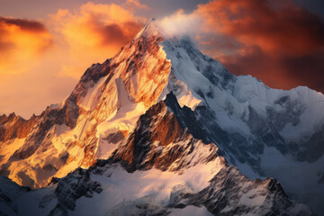  Mountain landscape sunset on a mountain peak