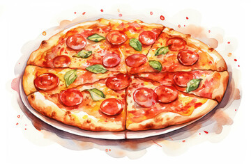 Wall Mural - Meal basil tasty background italian dinner sauce mozzarella delicious cheese tomato pizza food