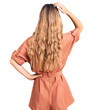 © Krakenimages.com - Beautiful caucasian woman with blonde hair wearing summer jumpsuit backwards thinking about doubt with hand on head