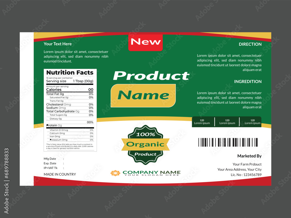 Vector product packaging label template design Stock Vector | Adobe Stock