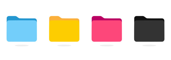 set of icon folder computer file colourful document binder data archive, modern simple 3d yellow blu