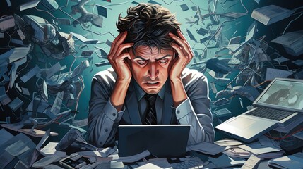 Businessman puzzled by numerous digital content problems