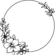 Hand drawn botanical circle frame