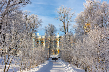 Wall Mural - Catherine palace and park in winter, Pushkin (Tsarskoe Selo), Saint Petersburg, Russia