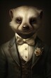 meerkat dressed suit luxurious wedding greeting warmly sloth super sugar glider class hunter groom neoclassic