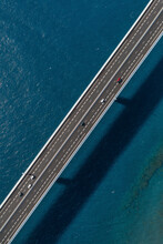 Aerial View Of The New And Old Coastal Road Route Du Littoral Connecting Saint Denis With La Possession, Réunion.